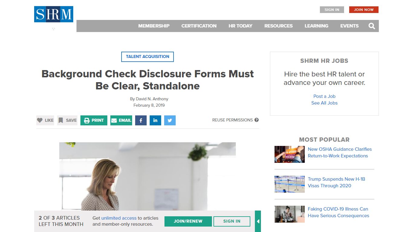 Background Check Disclosure Forms Must Be Clear, Standalone - SHRM